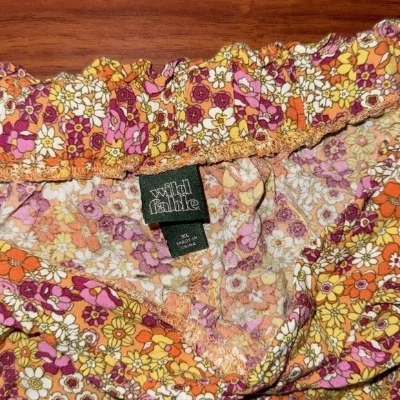 High-Waisted Flutter Shorts by Wild Fable Pink Floral hippie 80s size XL - Picture 3 of 6